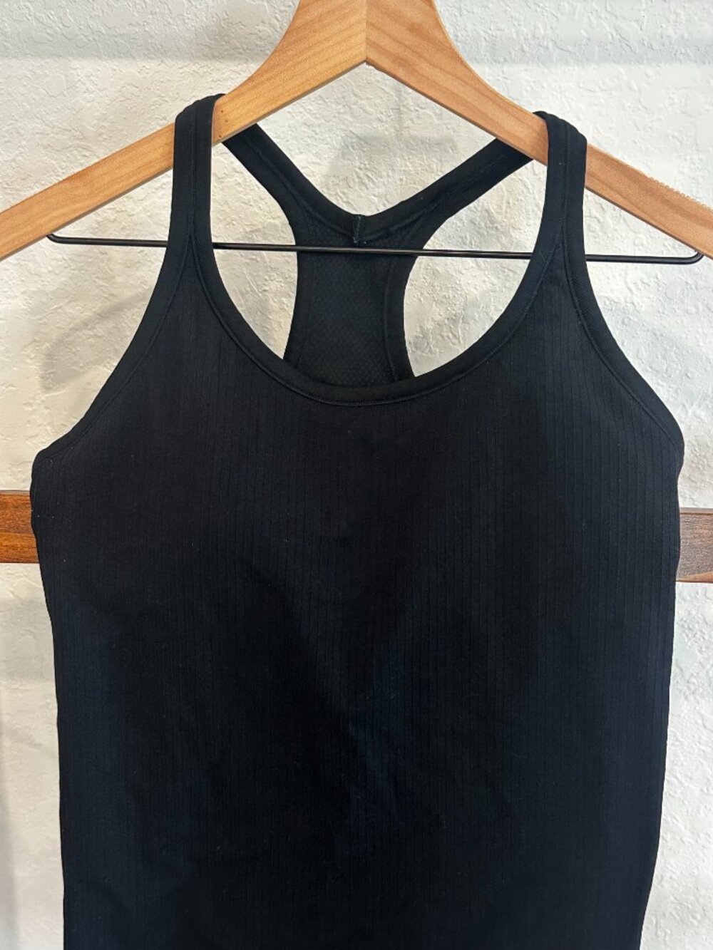 Black Ribbed Racerback Tank Built In Bra Medium - Picture 8 of 12